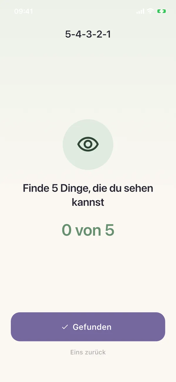 Interaktive 5-4-3-2-1-Grounding-Übung