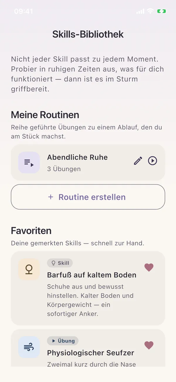 Skill-Bibliothek mit Favoriten und selbst gebauten Routinen