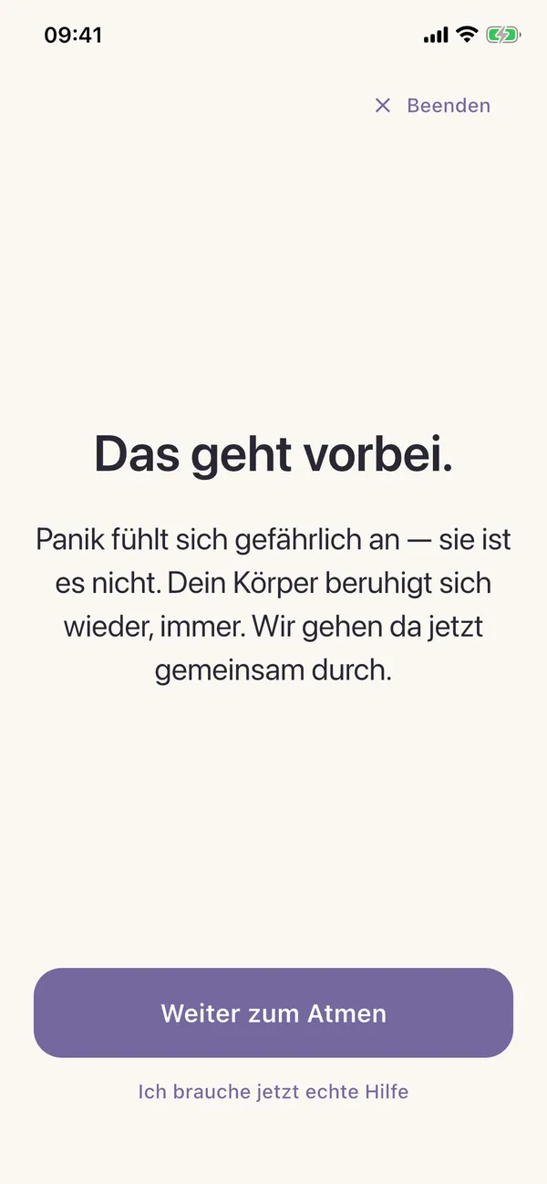 SOS-Modus mit beruhigendem Text: Das geht vorbei
